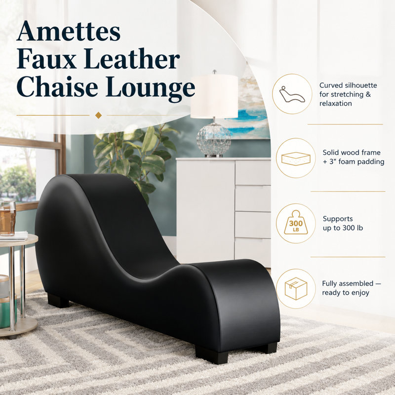 Wrought Studio™ Amettes Faux Leather Armless Chaise Lounge